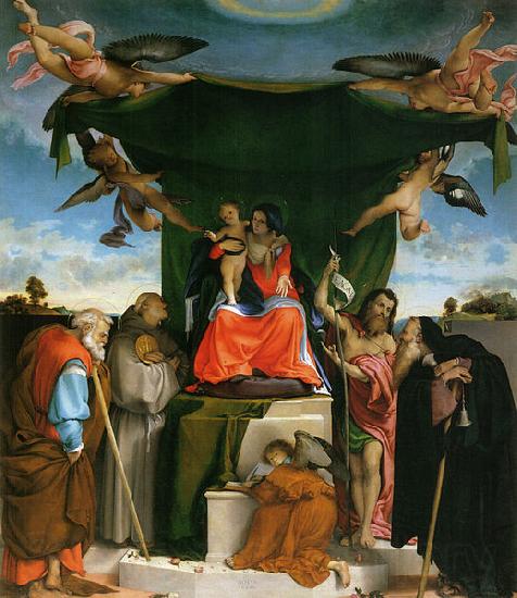 Lorenzo Lotto Thronende Madonna, Engel und Heilige Germany oil painting art